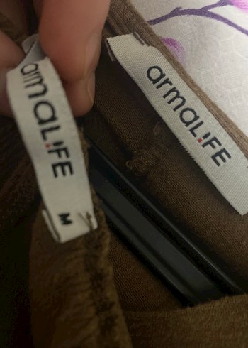 Armalife Düz Paça Bej Kadın keten takım