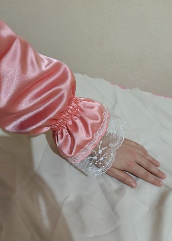 Pembe Dantel saten namaz kolukları - Görsel 4