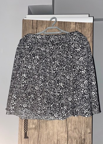 xxl Beden Gri Çiçek Desenli Mini Etek