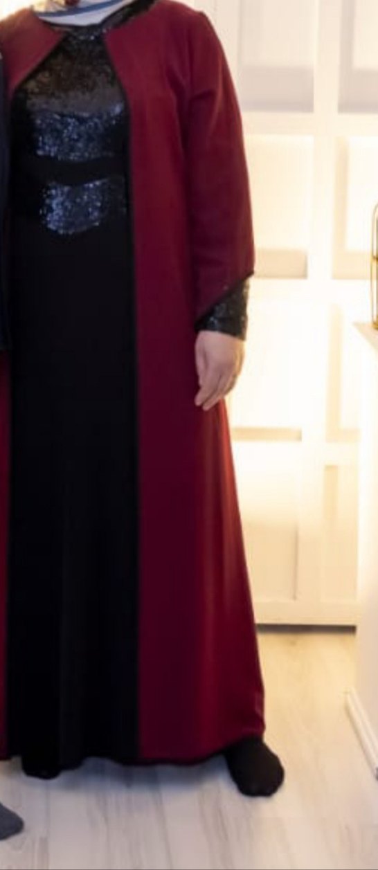 Bordo Uzun Kollu Gotik Kadın Elbisesi - Görsel 2