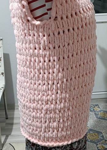 Pembe Örgü Bohem Midi Yelek - Görsel 2