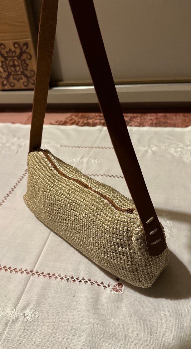 Bej Makrome Örgü Bohem Kadın Çanta - Görsel 3