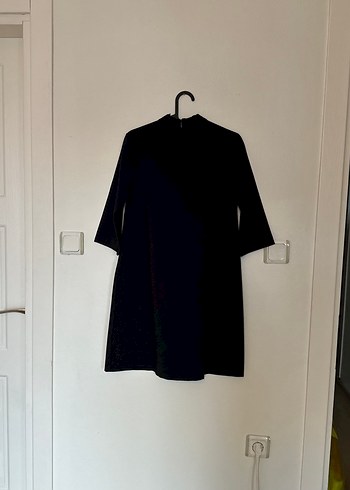 Hakim Yaka Lacivert Midi Elbise - Görsel 3