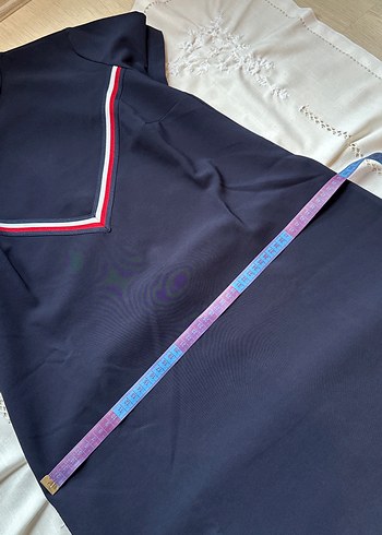 Hakim Yaka Lacivert Midi Elbise - Görsel 7