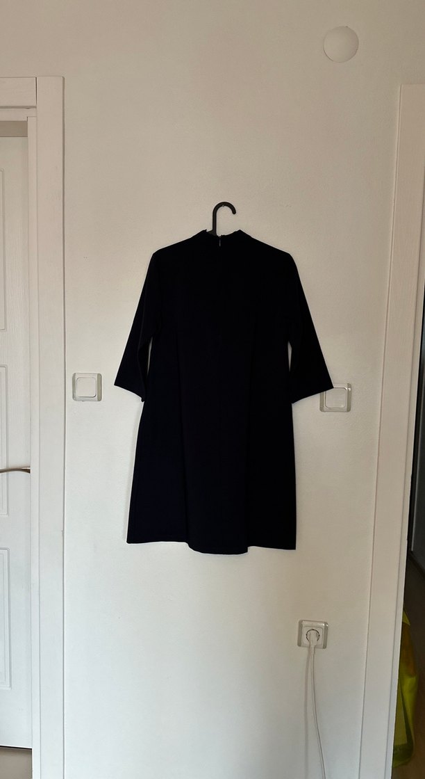 Hakim Yaka Lacivert Midi Elbise - Görsel 3