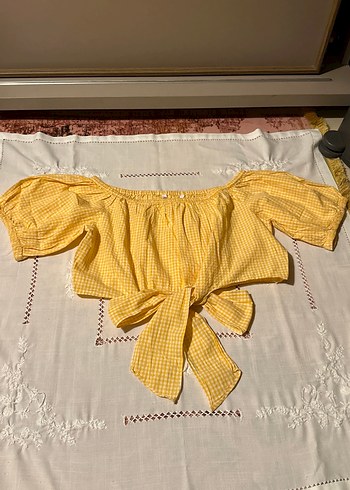 Sarı Mini Fırfırlı Bohem Bluz