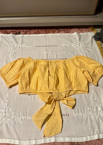 Zara Sarı Mini Fırfırlı Bohem Bluz