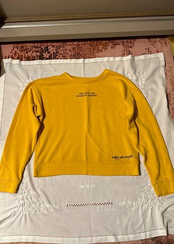 Sarı Uzun Kollu Kadın Sweatshirt