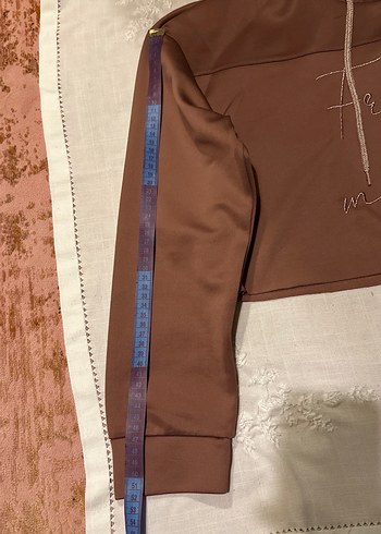 Gül kurusu Baskı Detaylı Mini Spor Sütyeni&Nakışlı Hoodie Takım - Görsel 5