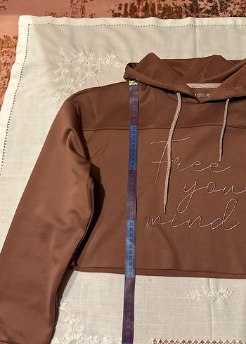 Gül kurusu Baskı Detaylı Mini Spor Sütyeni&Nakışlı Hoodie Takım - Görsel 4