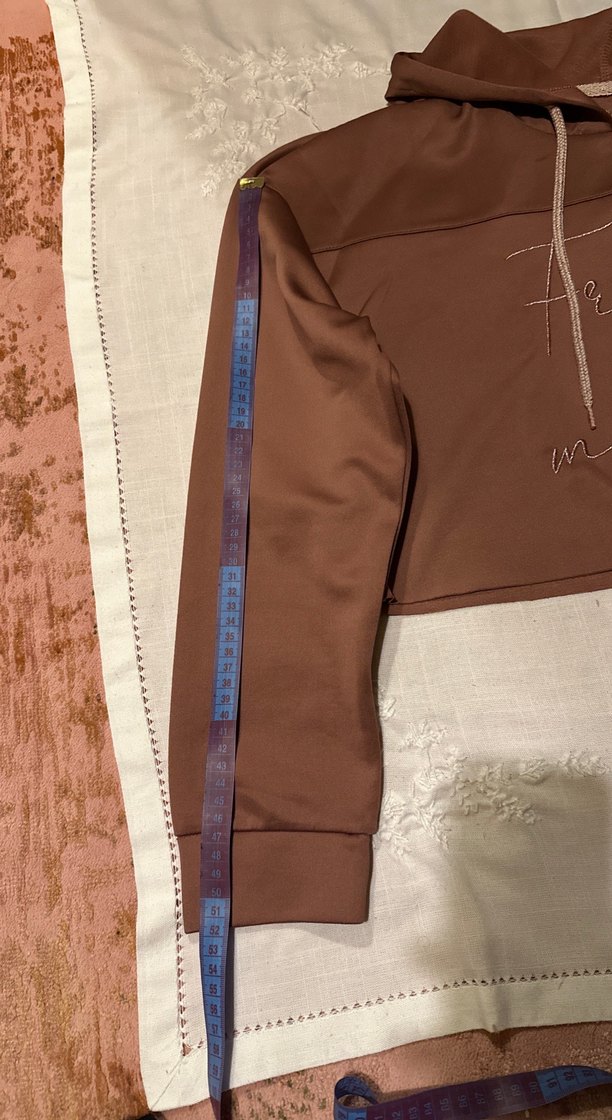 Gül kurusu Baskı Detaylı Mini Spor Sütyeni&Nakışlı Hoodie Takım - Görsel 5