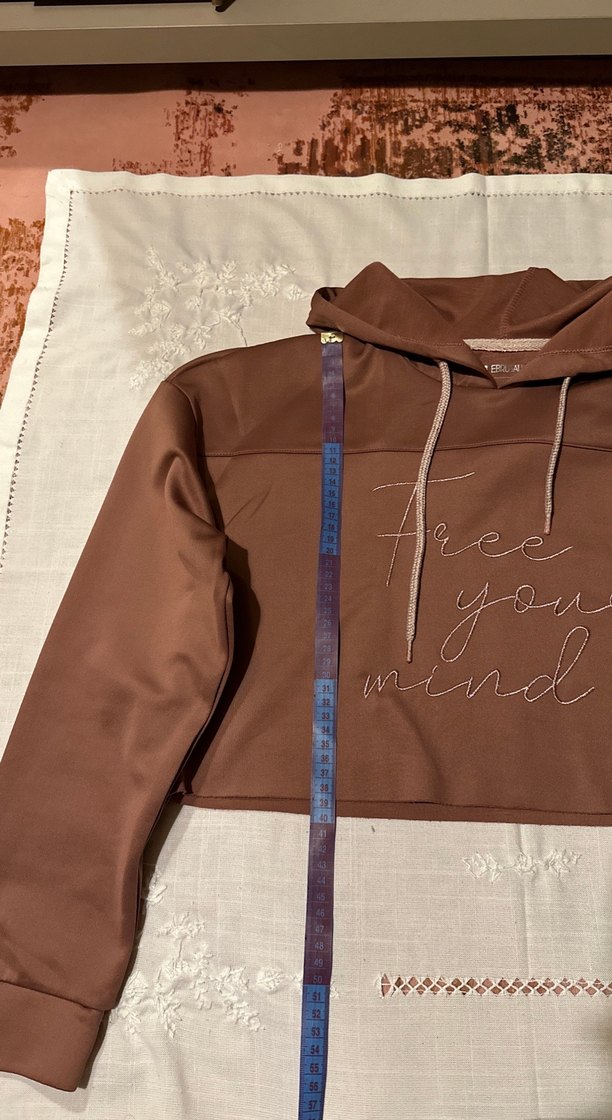 Gül kurusu Baskı Detaylı Mini Spor Sütyeni&Nakışlı Hoodie Takım - Görsel 4