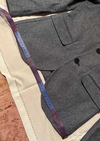 H&M Mavi Gri Erkek Slim Fit Düğmeli Takım Ceket - Görsel 7