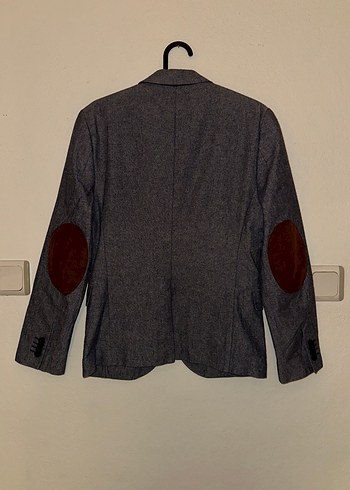H&M Mavi Gri Erkek Slim Fit Düğmeli Takım Ceket - Görsel 2