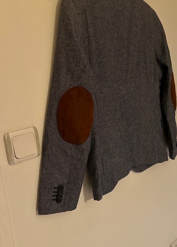 H&M Mavi Gri Erkek Slim Fit Düğmeli Takım Ceket - Görsel 3