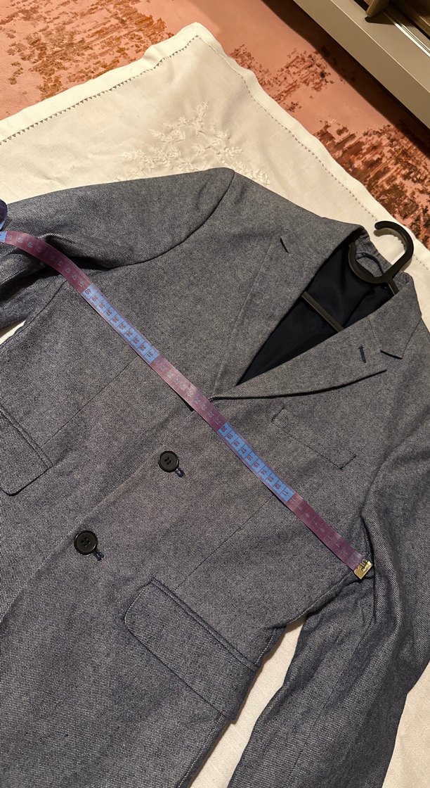 H&M Mavi Gri Erkek Slim Fit Düğmeli Takım Ceket - Görsel 5