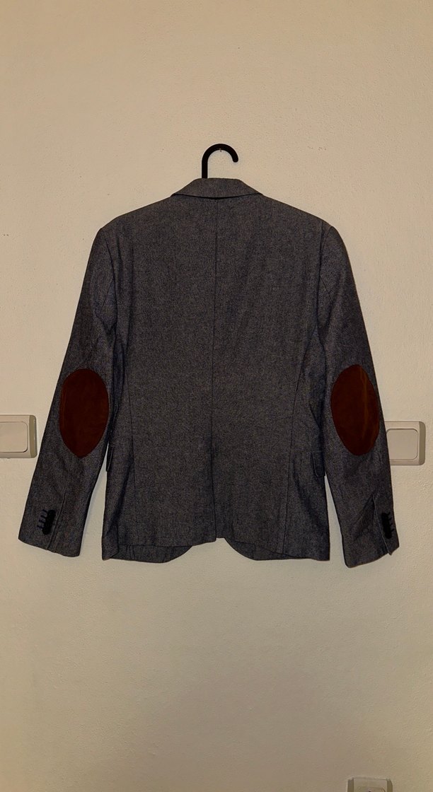 H&M Mavi Gri Erkek Slim Fit Düğmeli Takım Ceket - Görsel 2