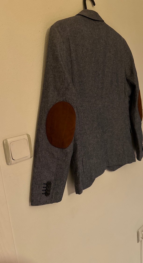 H&M Mavi Gri Erkek Slim Fit Düğmeli Takım Ceket - Görsel 3