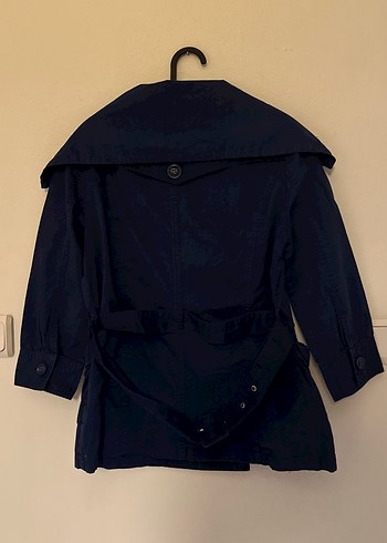 Düğmeli Lacivert Midi Kadın Trençkot - Görsel 4