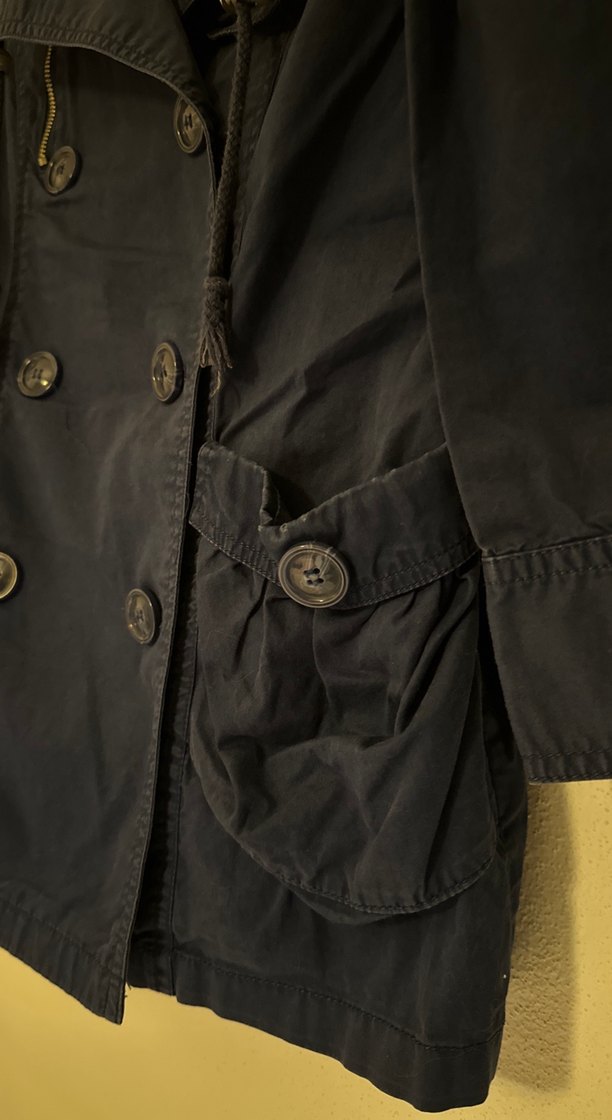 Düğmeli Lacivert Midi Kadın Trençkot - Görsel 3