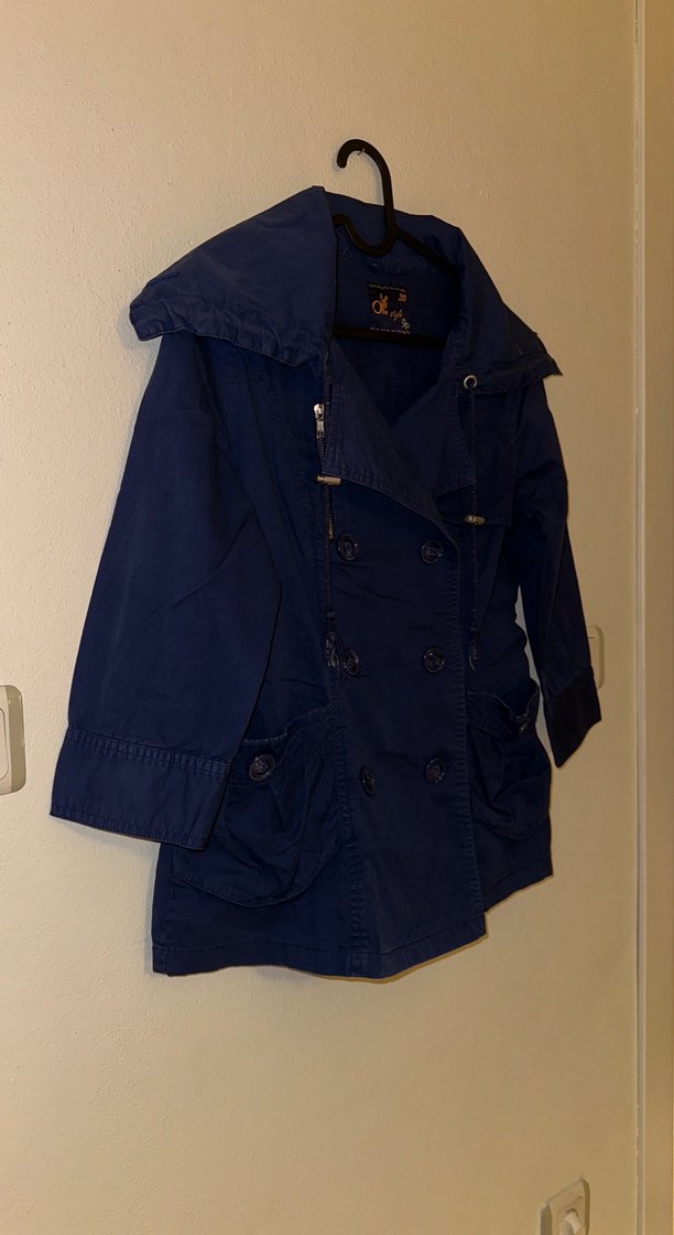 Düğmeli Lacivert Midi Kadın Trençkot - Görsel 2