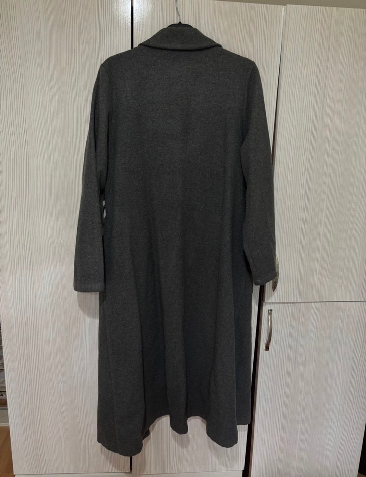 Gri Uzun Kadın Kaban - Görsel 5