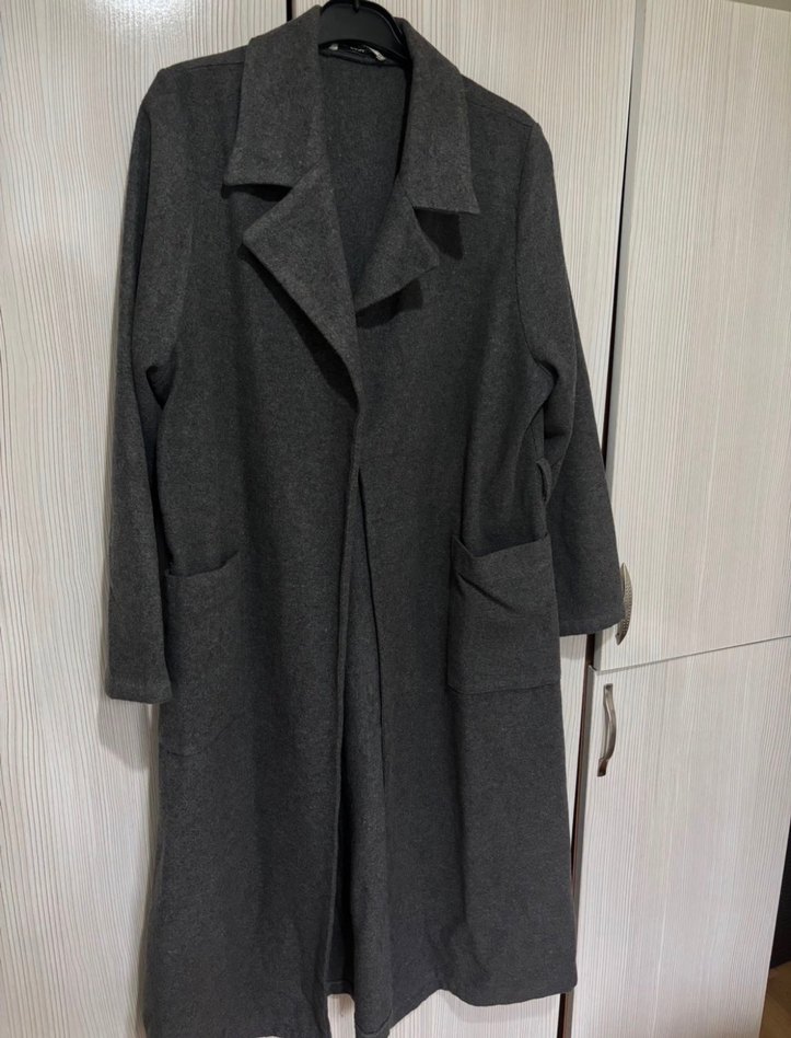 Gri Uzun Kadın Kaban - Görsel 2