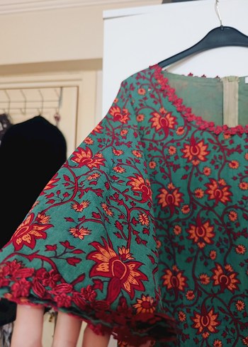 xl Beden Çiçek Desenli Bohem Uzun Elbise
