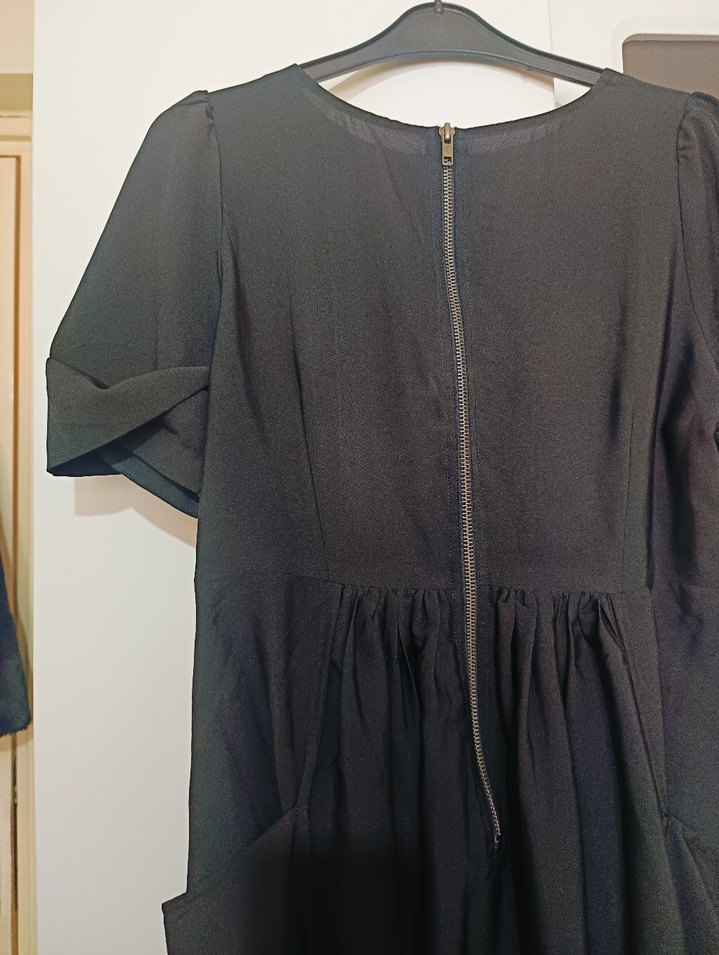 Navy Midi Hamile Elbise, Kısa Kollu, Salaş Kesim - Görsel 3