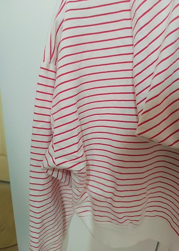 m Beden kırmızı Renk Kadın Kırmızı Çizgili Kapüşonlu Sweatshirt