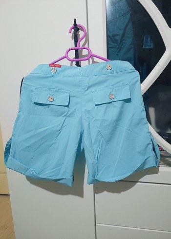Mavi Düğmeli Mini Şort - Görsel 3