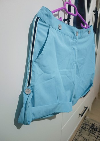 Mavi Düğmeli Mini Şort - Görsel 2