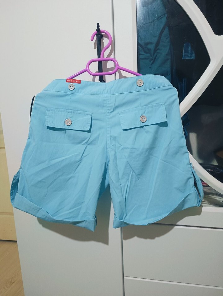 Mavi Düğmeli Mini Şort - Görsel 3