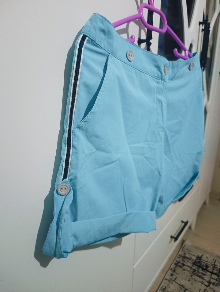 Mavi Düğmeli Mini Şort - Görsel 2