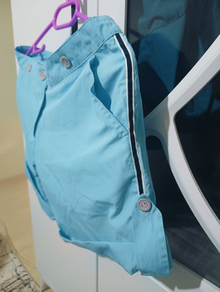 Mavi Düğmeli Mini Şort - Görsel 4