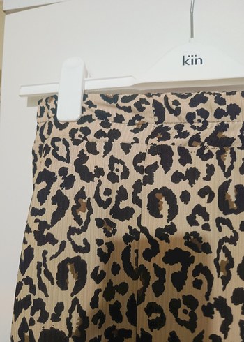 Drapeli Leopar Desenli Uzun Etek - Görsel 2