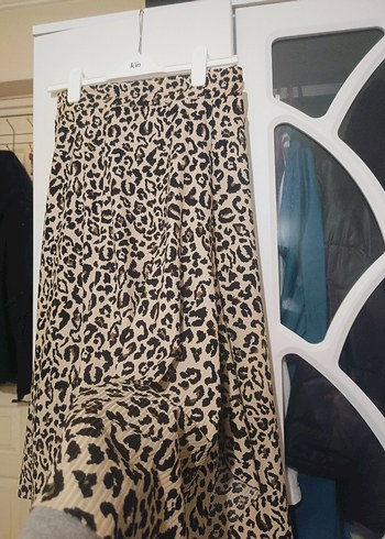 Drapeli Leopar Desenli Uzun Etek - Görsel 3