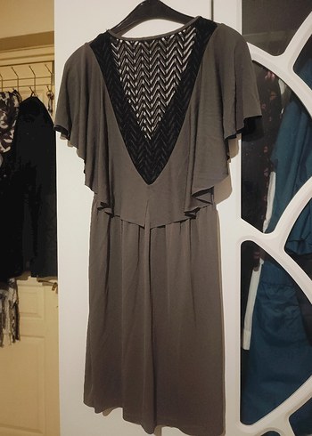 V Yakalı Gri Drapeli Hamile Tuniği - Görsel 2