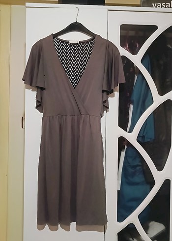 V Yakalı Gri Drapeli Hamile Tuniği - Görsel 5