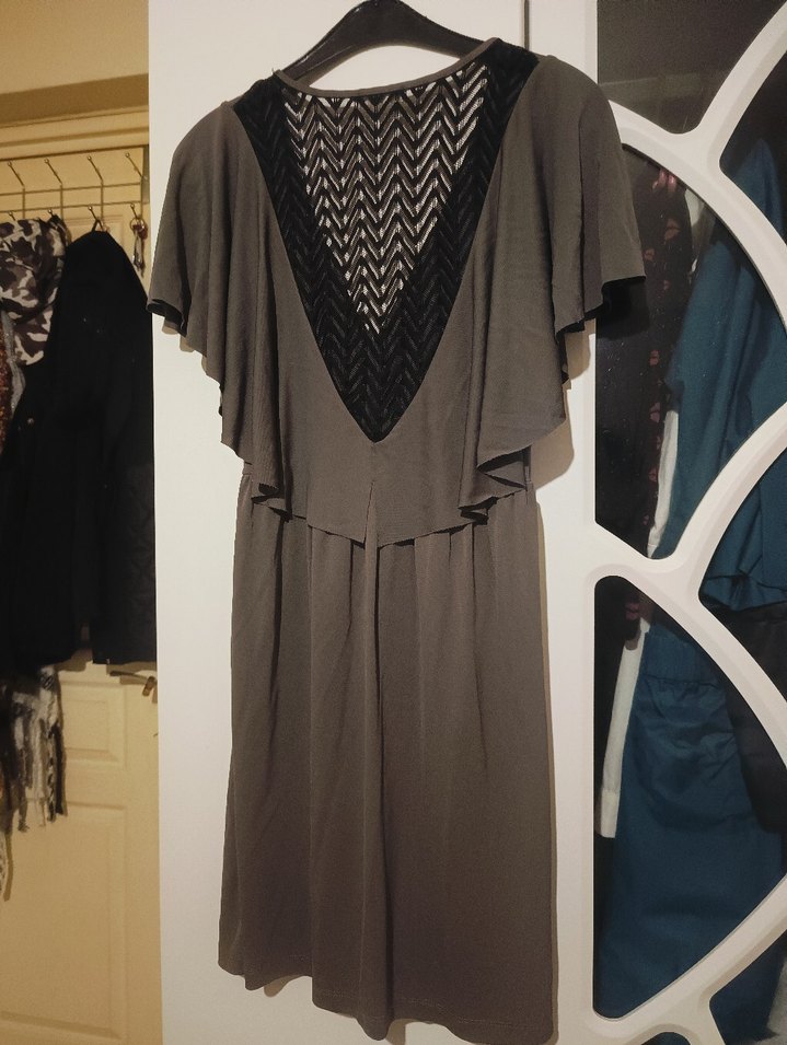 V Yakalı Gri Drapeli Hamile Tuniği - Görsel 2