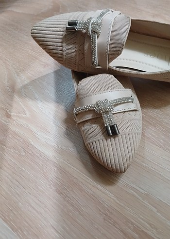 Diğer Bej Tokalı Kadın Dolgu Topuklu Babet