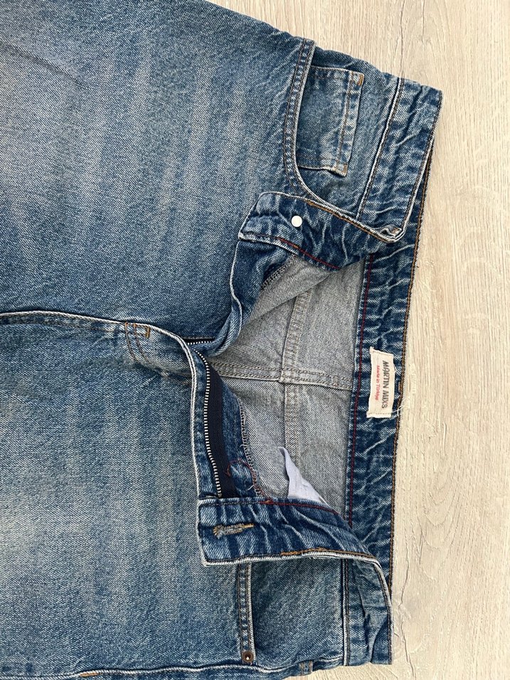 Gri Mavi erkek Denim Midi Şort - Görsel 2