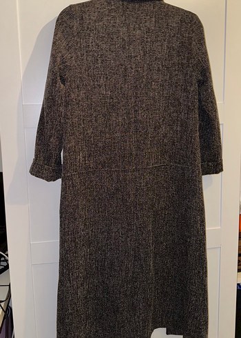 Gri Uzun Kadın Keten Ceket - Görsel 5