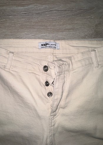 Bej Düğmeli Rahat Kesim Erkek Pantolon - Görsel 2