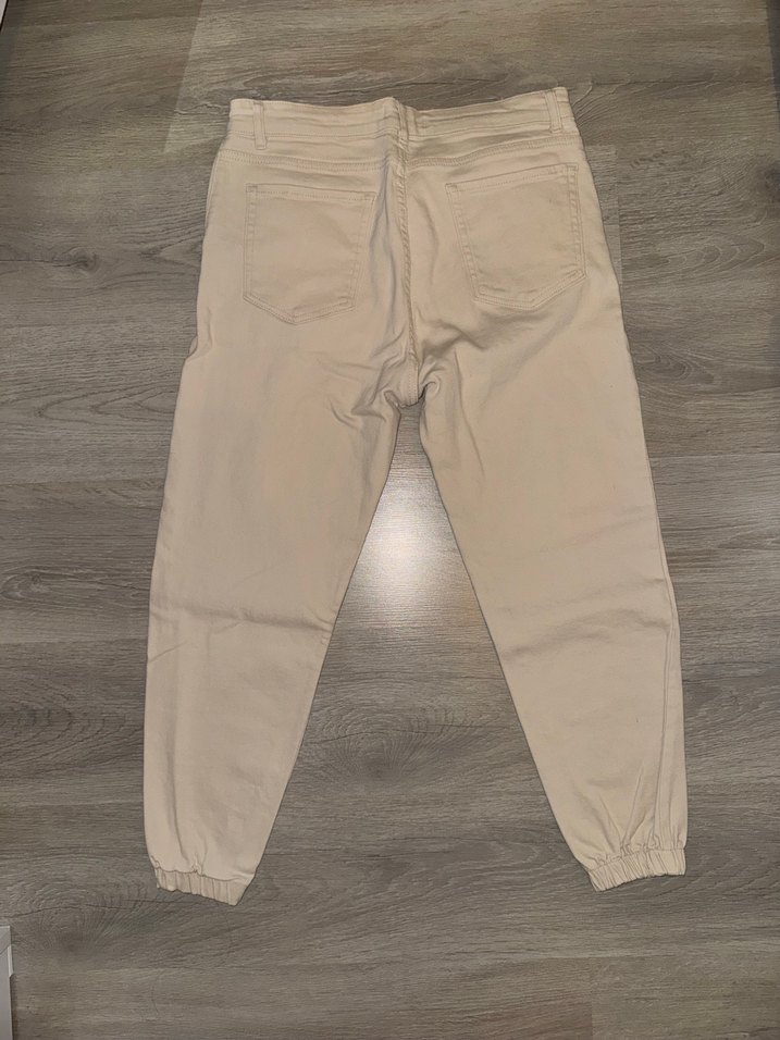 Bej Düğmeli Rahat Kesim Erkek Pantolon - Görsel 4