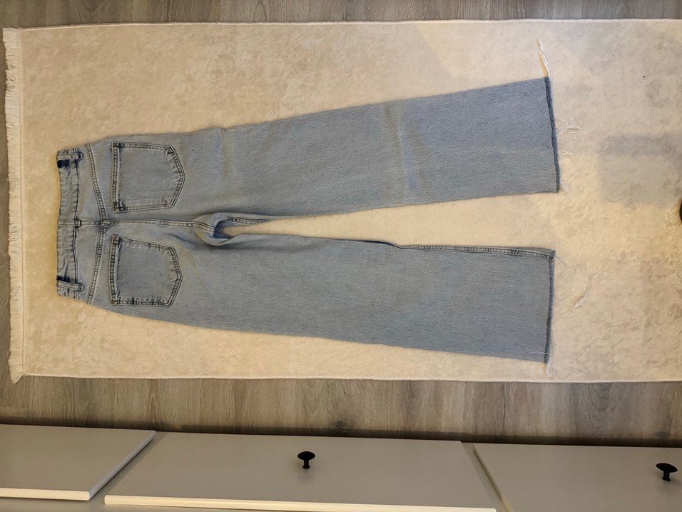 Buz mavisi Rahat Kesim Kadın Kot Pantolon - Görsel 3