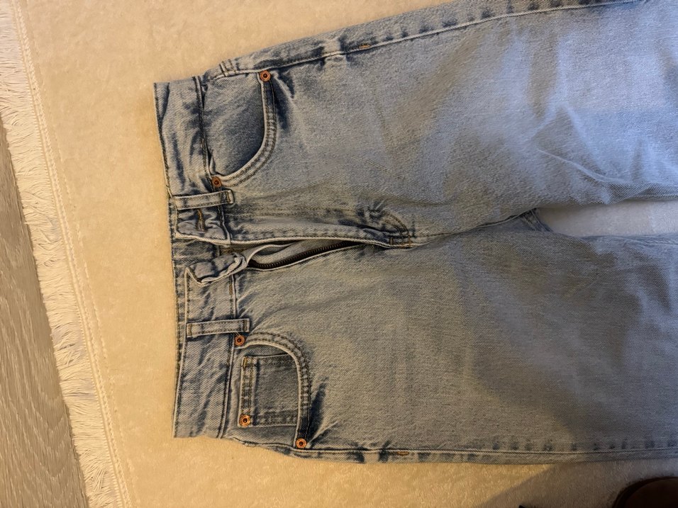 Buz mavisi Rahat Kesim Kadın Kot Pantolon - Görsel 4