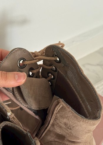 Bej Süet Bağcıklı Kadın Bot - Görsel 4