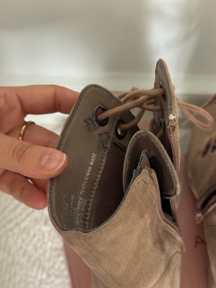 Bej Süet Bağcıklı Kadın Bot - Görsel 5