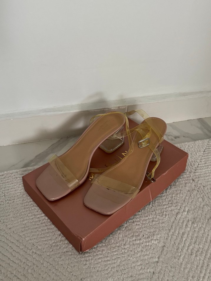 Transparan yazlık topuklu ayakkabı - Görsel 2
